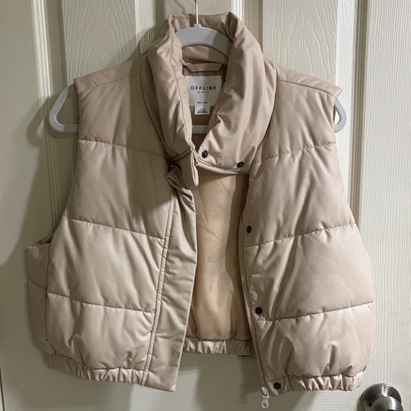 aerie Jackets & Blazers - Aerie Beige Puffer Vest